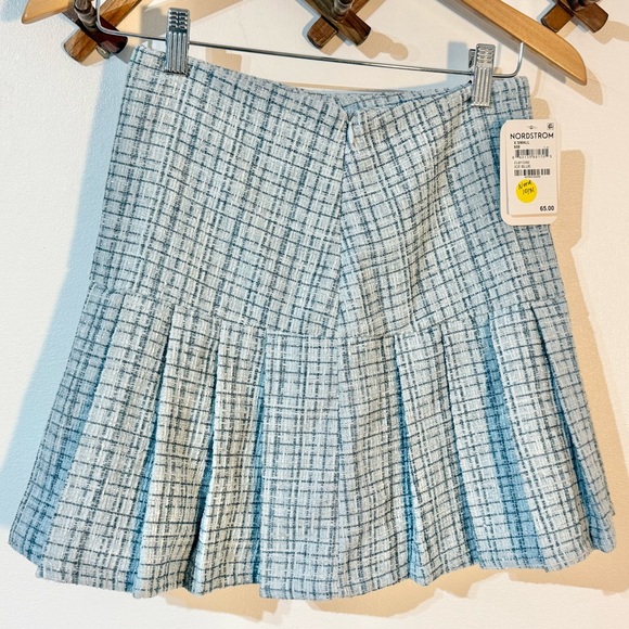Elodie pleated plaid icy blue mini skirt NWT size XS - Picture 6 of 6